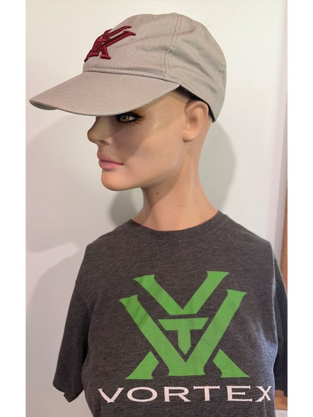 VTG Vortex Gray Baseball Cap With Red Logo & Matching Logo T-Shirt Combo